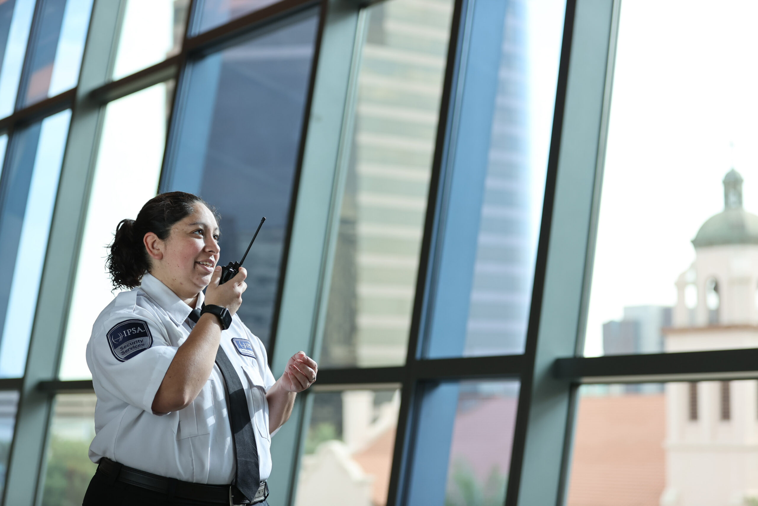 Security Guard Observing through Window