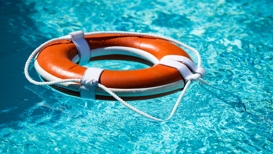Photo of safety floatation device in pool.